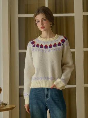 Xyla Fair Isle Round Neck Knit Sweater NonScratchSurface