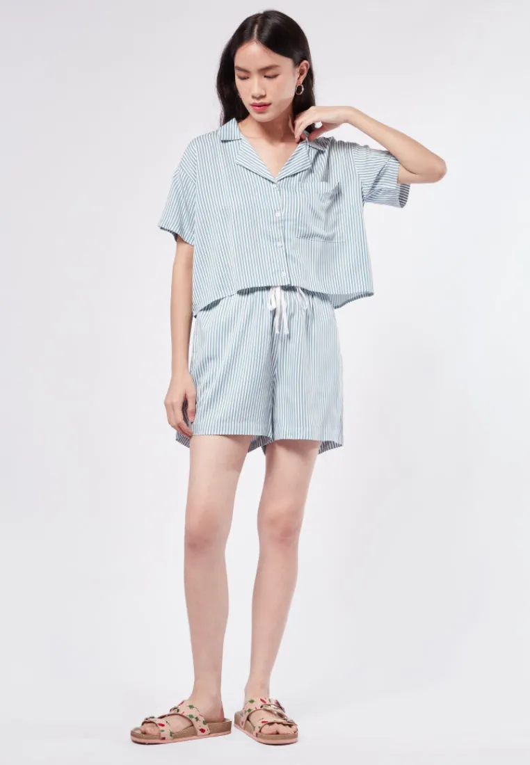 Stripe Cropped Lounge Shorts