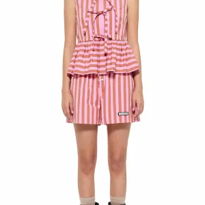 Stripe Silk Shorts in Pink