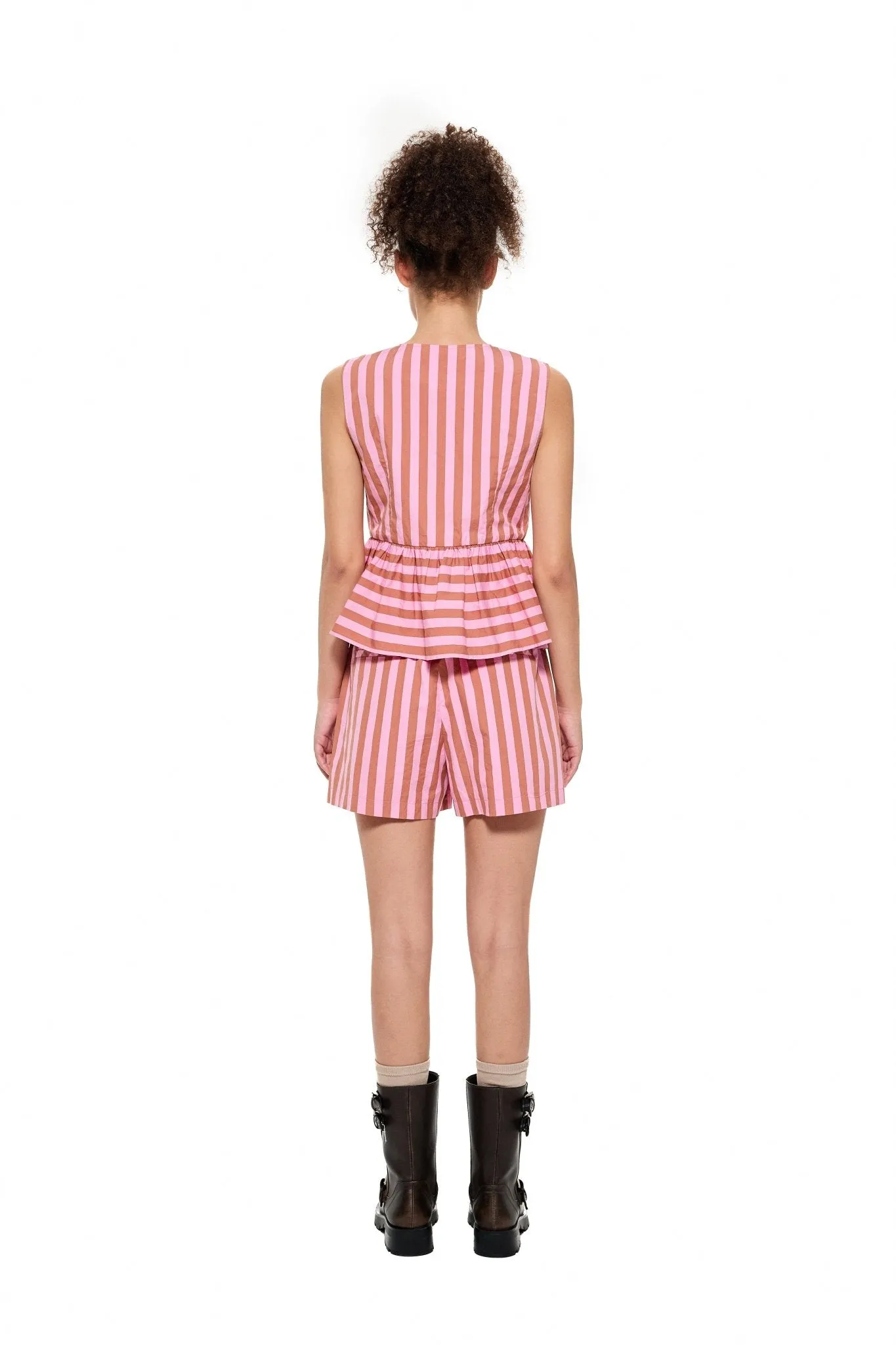 Stripe Silk Shorts in Pink