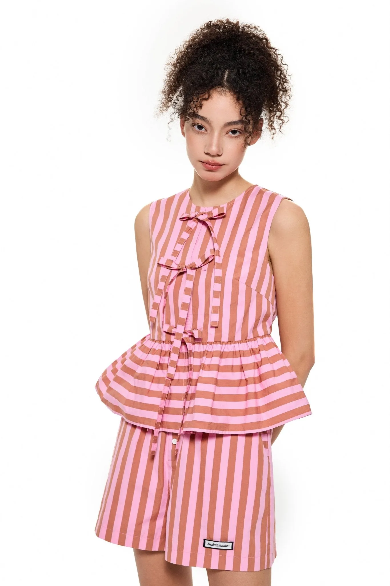 Stripe Silk Shorts in Pink