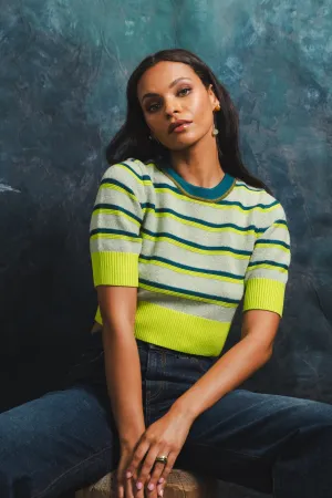 Warm Hoodie PolishedFinish Striped Cropped Ringer Tee
