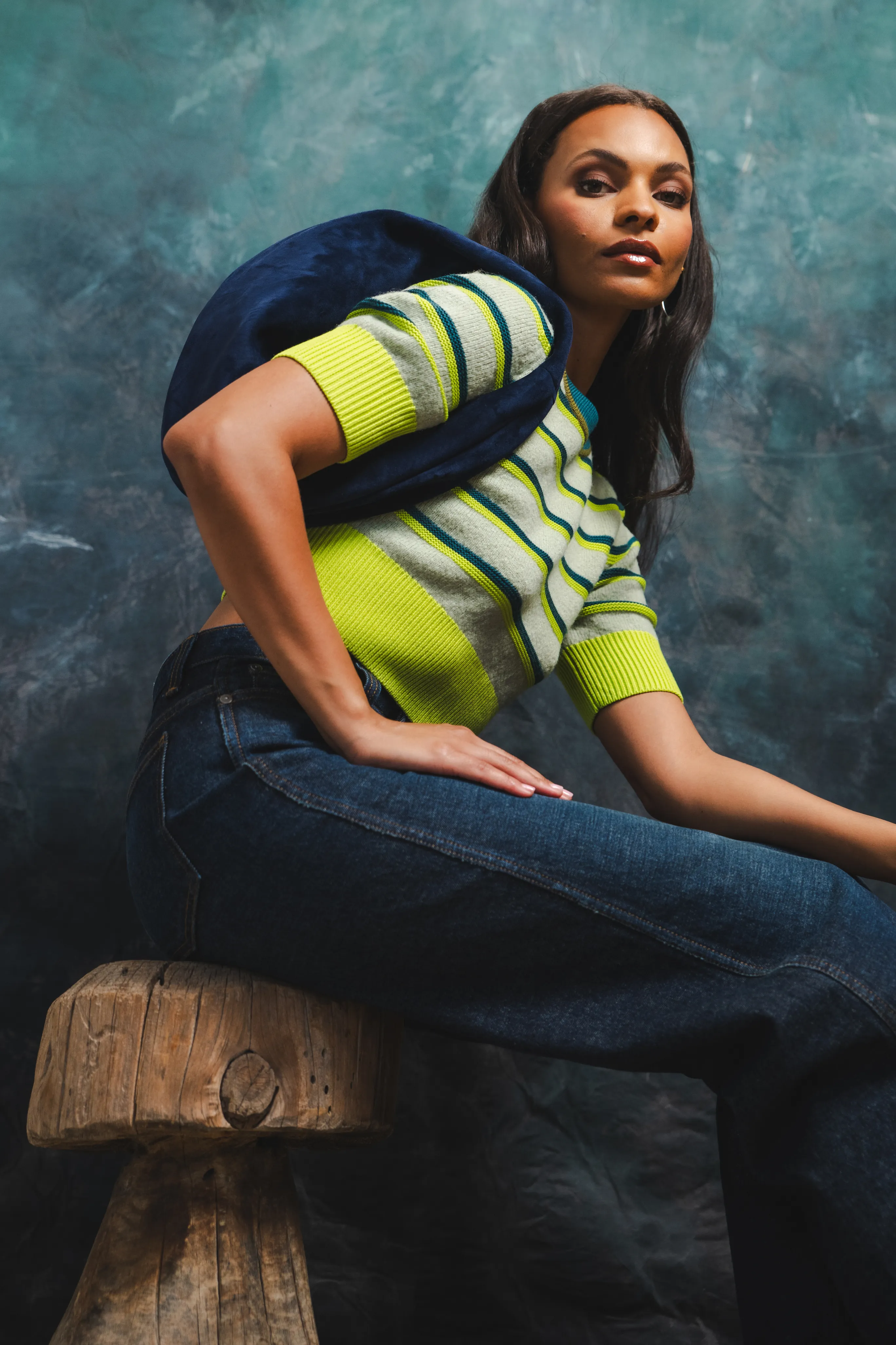 Striped Cropped Ringer Tee MultiLayer Stitching AntiOdorTreatment