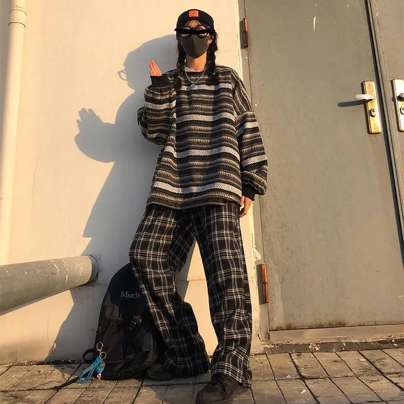 Striped Korean Aesthetic Knit Oversized Sweater