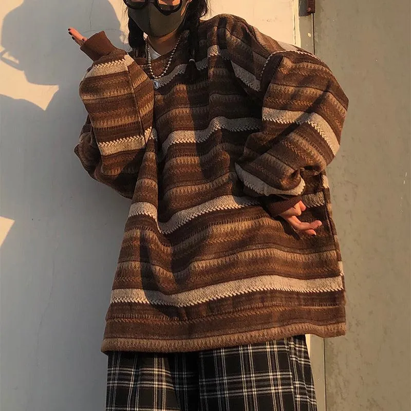 Striped Korean Aesthetic Knit Oversized Sweater