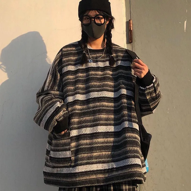 Striped Korean Aesthetic Knit Oversized Sweater