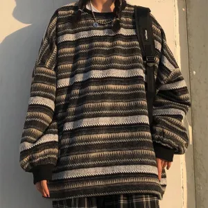 Striped Korean Aesthetic Knit Oversized Sweater