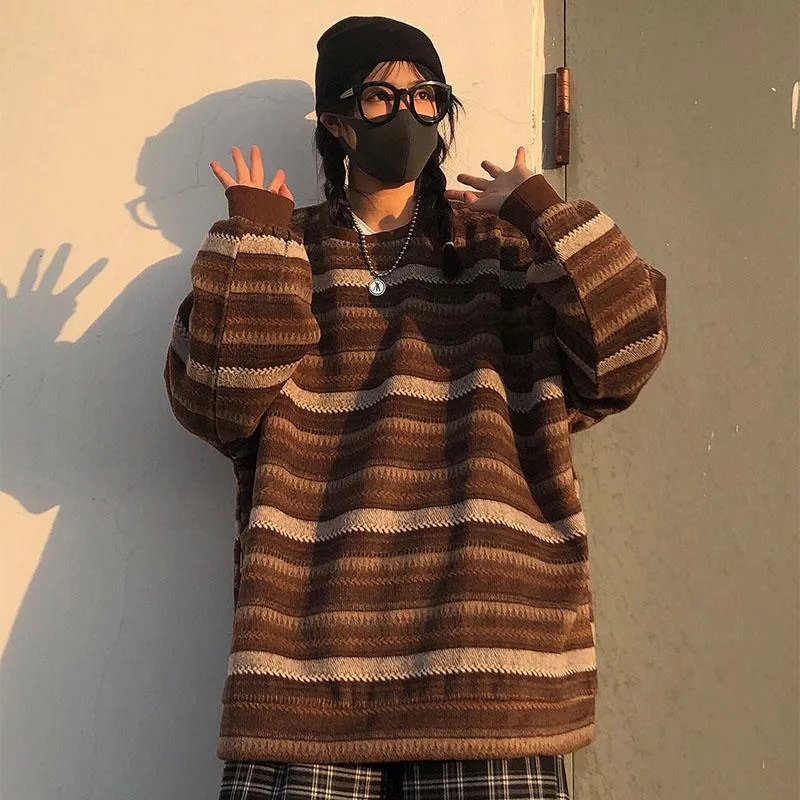 Striped Korean Aesthetic Knit Oversized Sweater