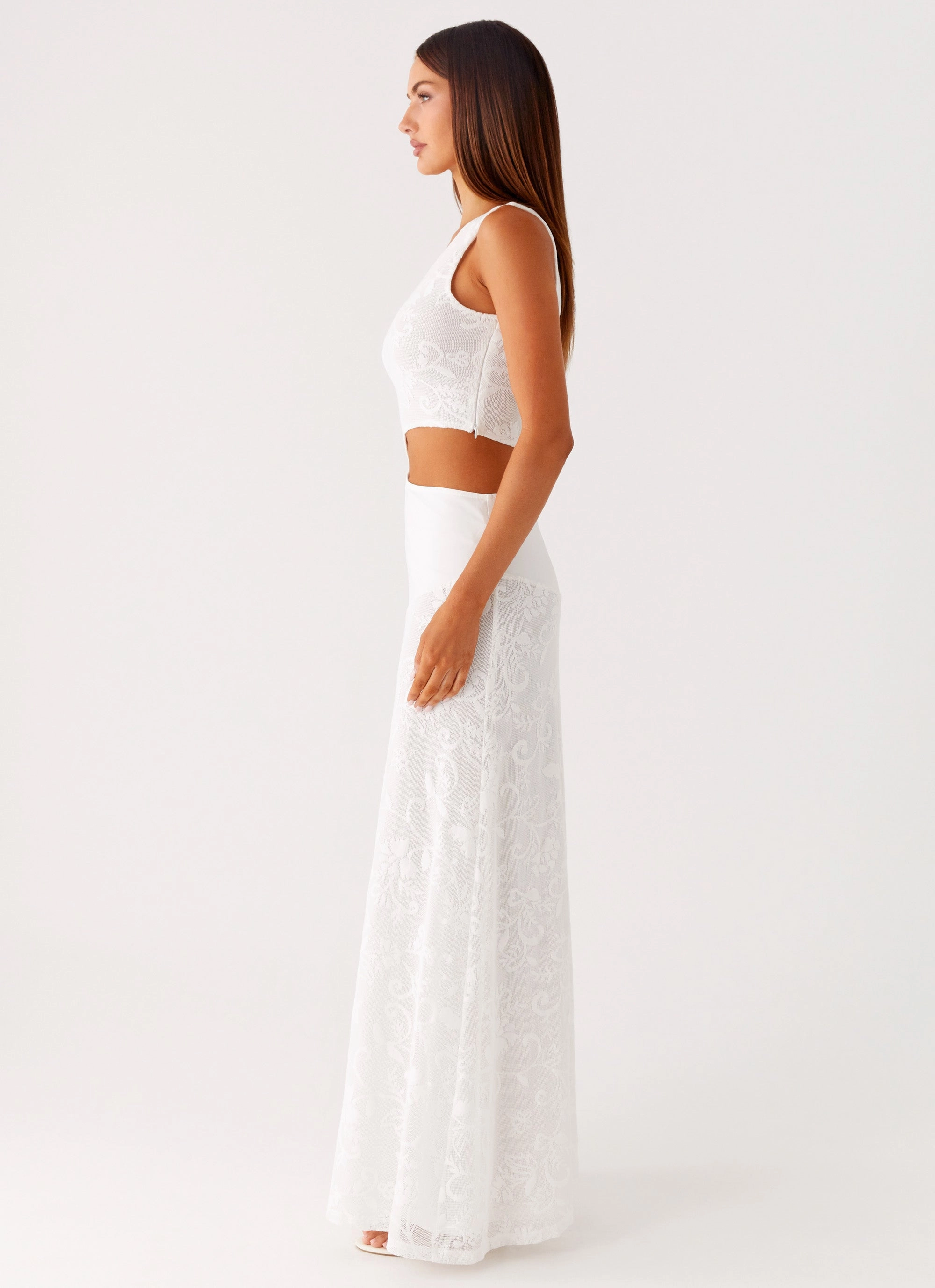 More Than Maybe Maxi Dress - White Comfortable shift dress Elegant Waist Design