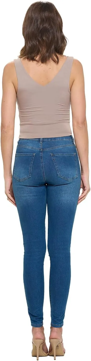 Stylish FABRIC Women's Sleeveless V Neck Top, Basic Slim Fit Shirt, Sexy Casual Cute Going Out, Trendy Spring Summer 2024