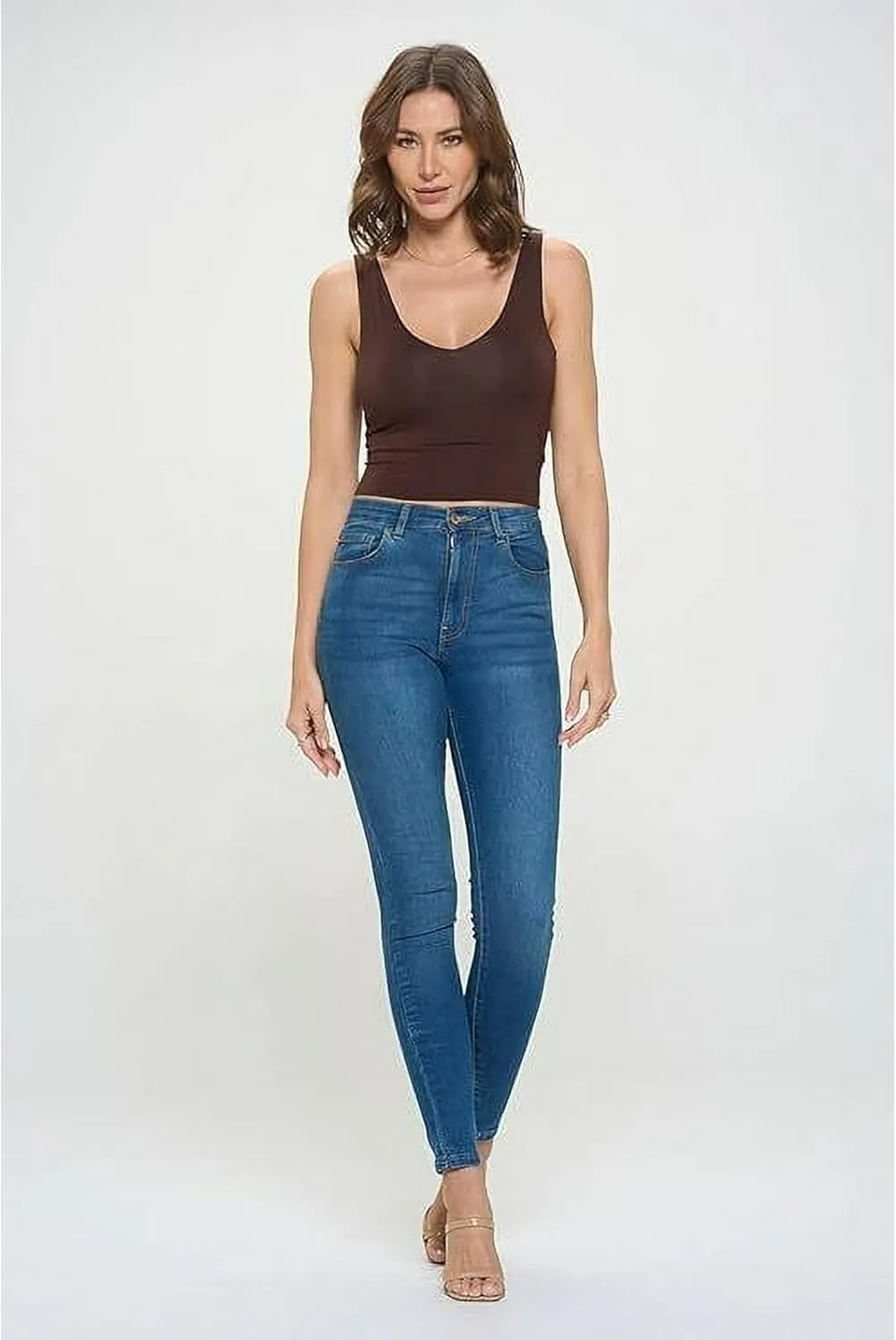 Stylish FABRIC Women's Sleeveless V Neck Top, Basic Slim Fit Shirt, Sexy Casual Cute Going Out, Trendy Spring Summer 2024