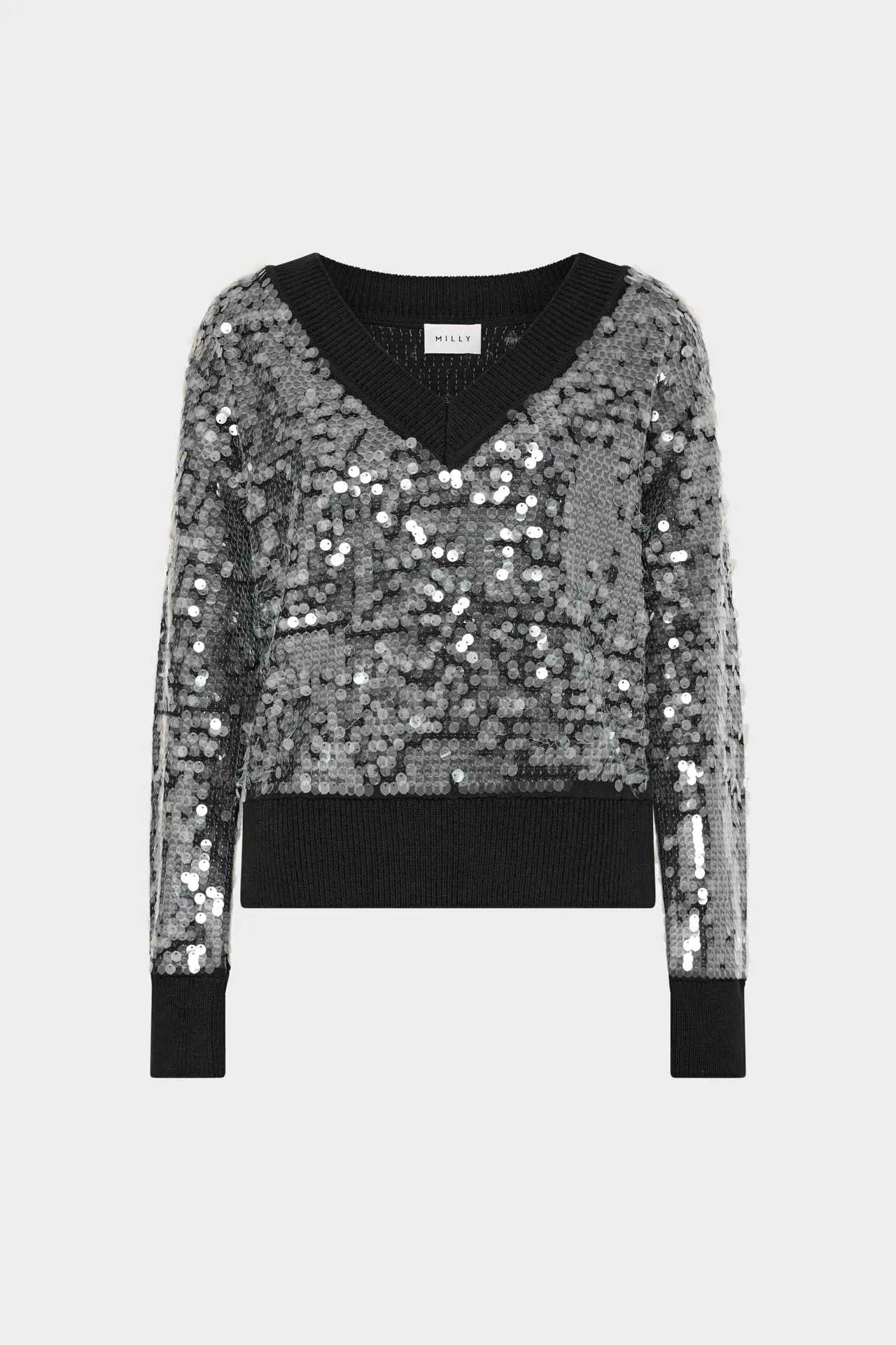 Minimalist Styling Flexible Ribbing Ilaria Sequin V-Neck Sweater