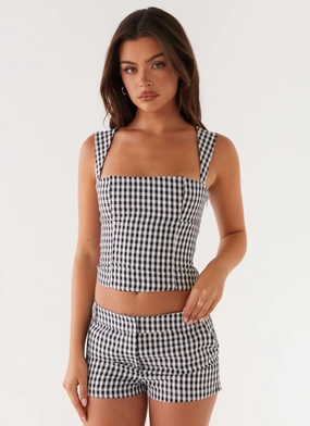 StainResistantFinish Tear Resistant Design Clayton Tailored Shorts - Black Gingham