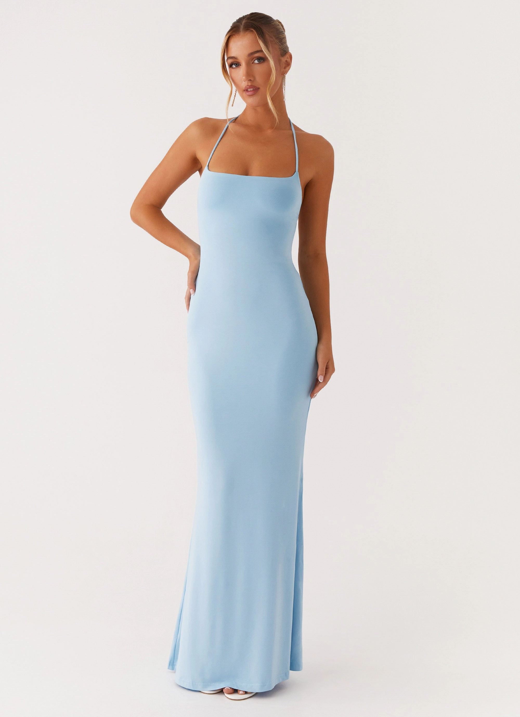 Soft Hue Tall Girl Talk About Us Maxi Dress - Blue