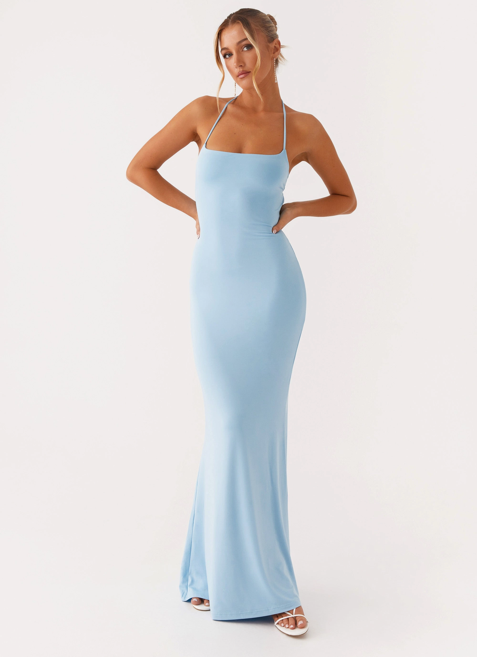 Ruffle Detail Talk About Us Maxi Dress - Blue