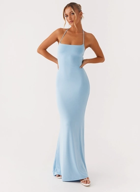 Ruffle Detail Talk About Us Maxi Dress - Blue