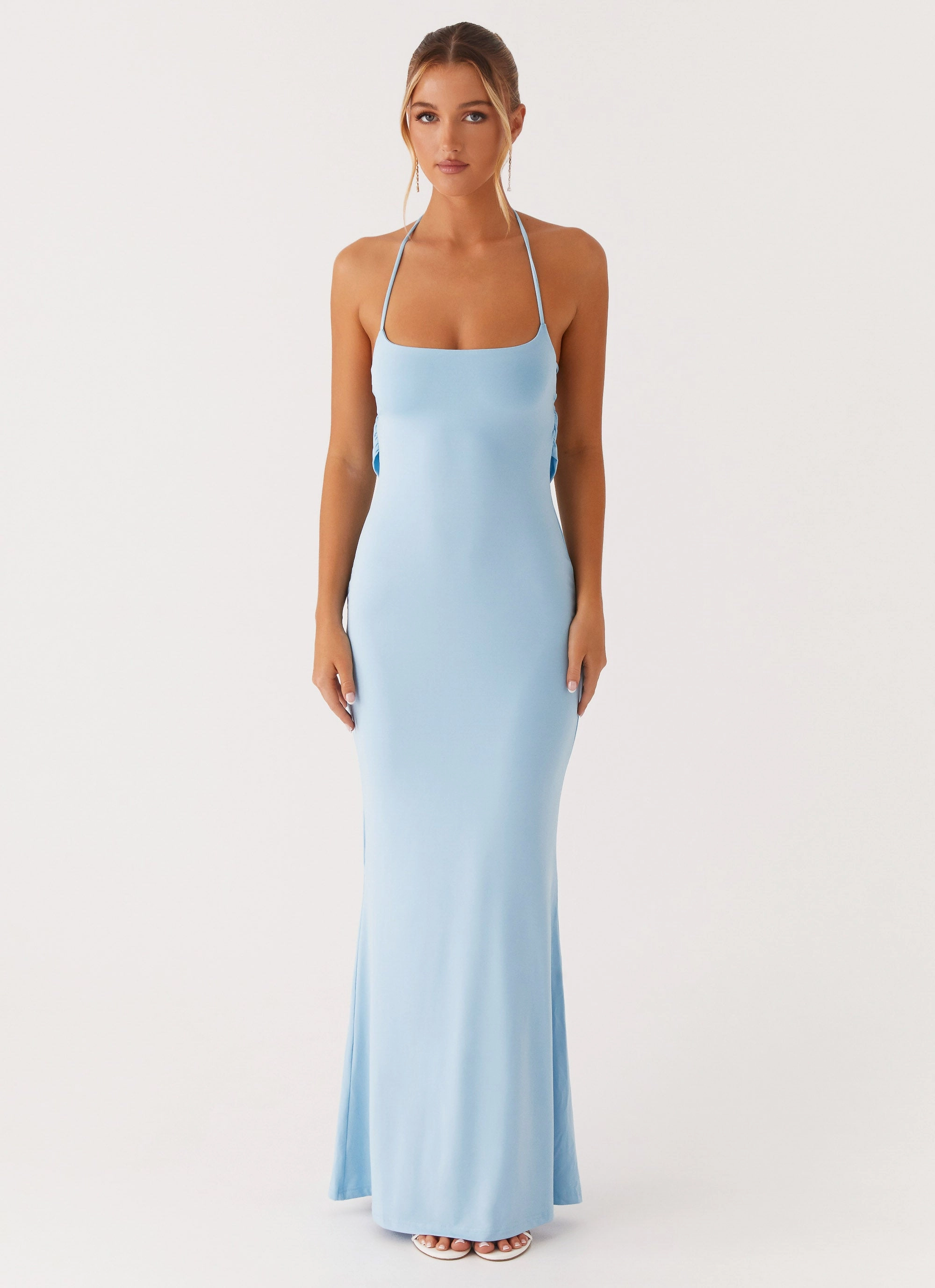 Minimal Curve Light material Talk About Us Maxi Dress - Blue