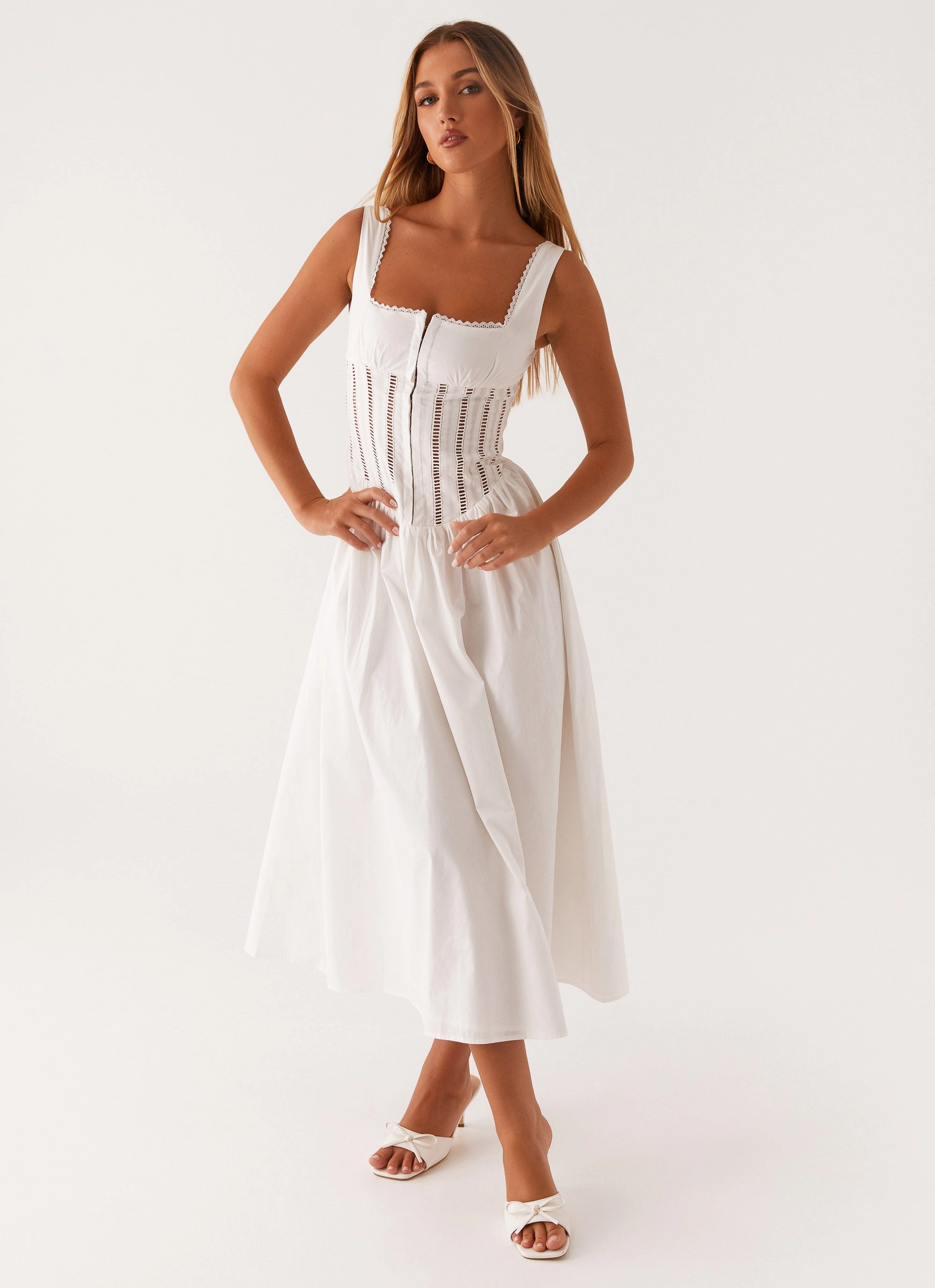 Waiting On You Midi Dress - White Cozy Vibes