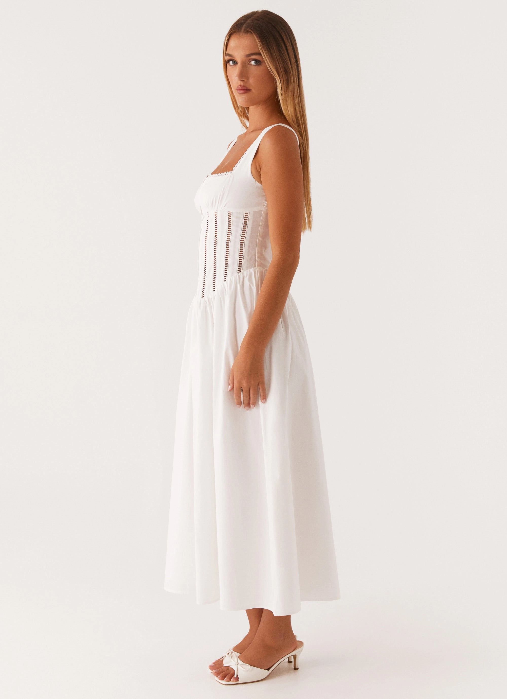 Elegant Look Waiting On You Midi Dress - White