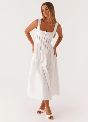 Waiting On You Midi Dress - White Travel Option