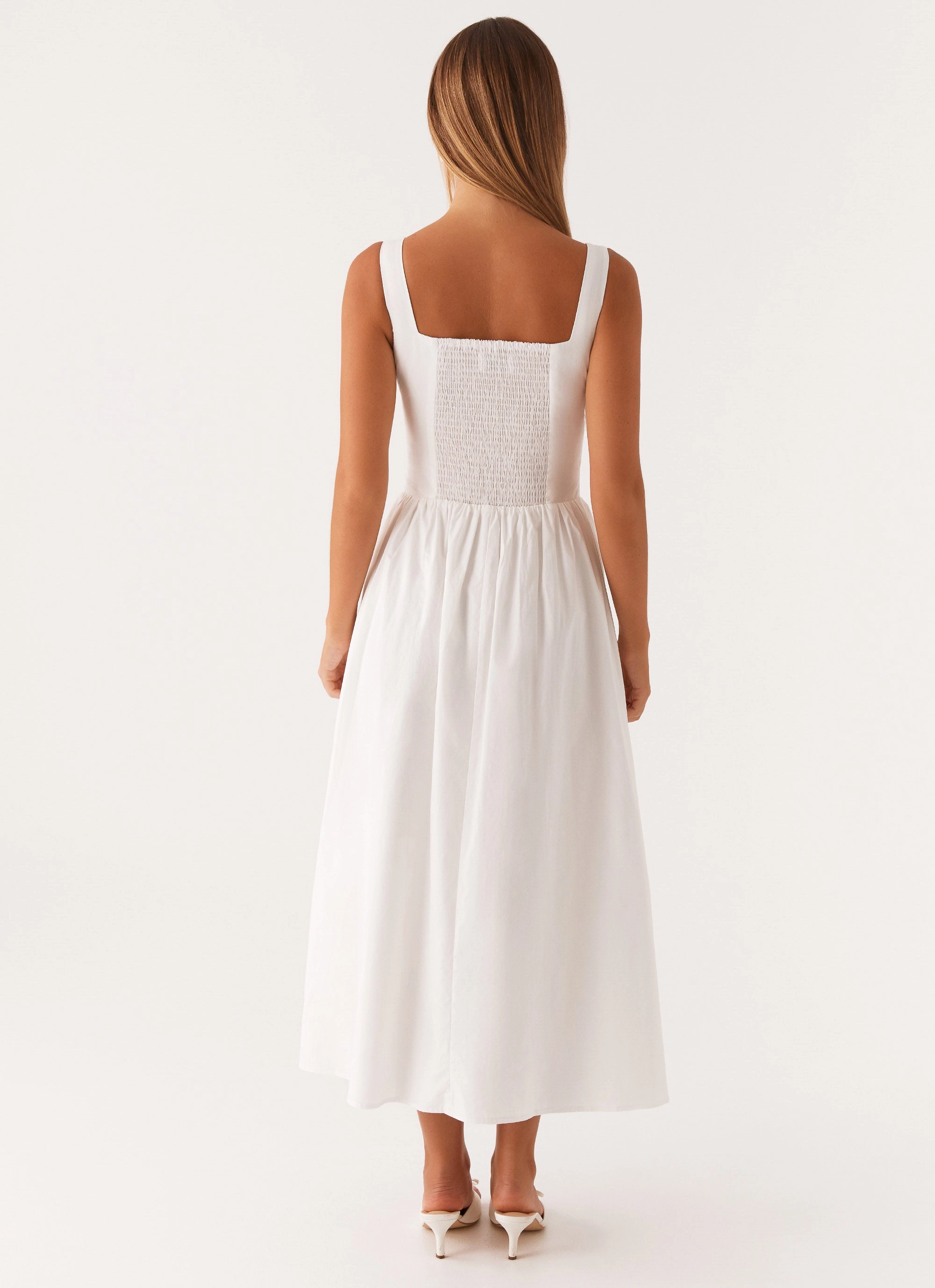 Waiting On You Midi Dress - White Layered Comfort Wear Youthful Mood