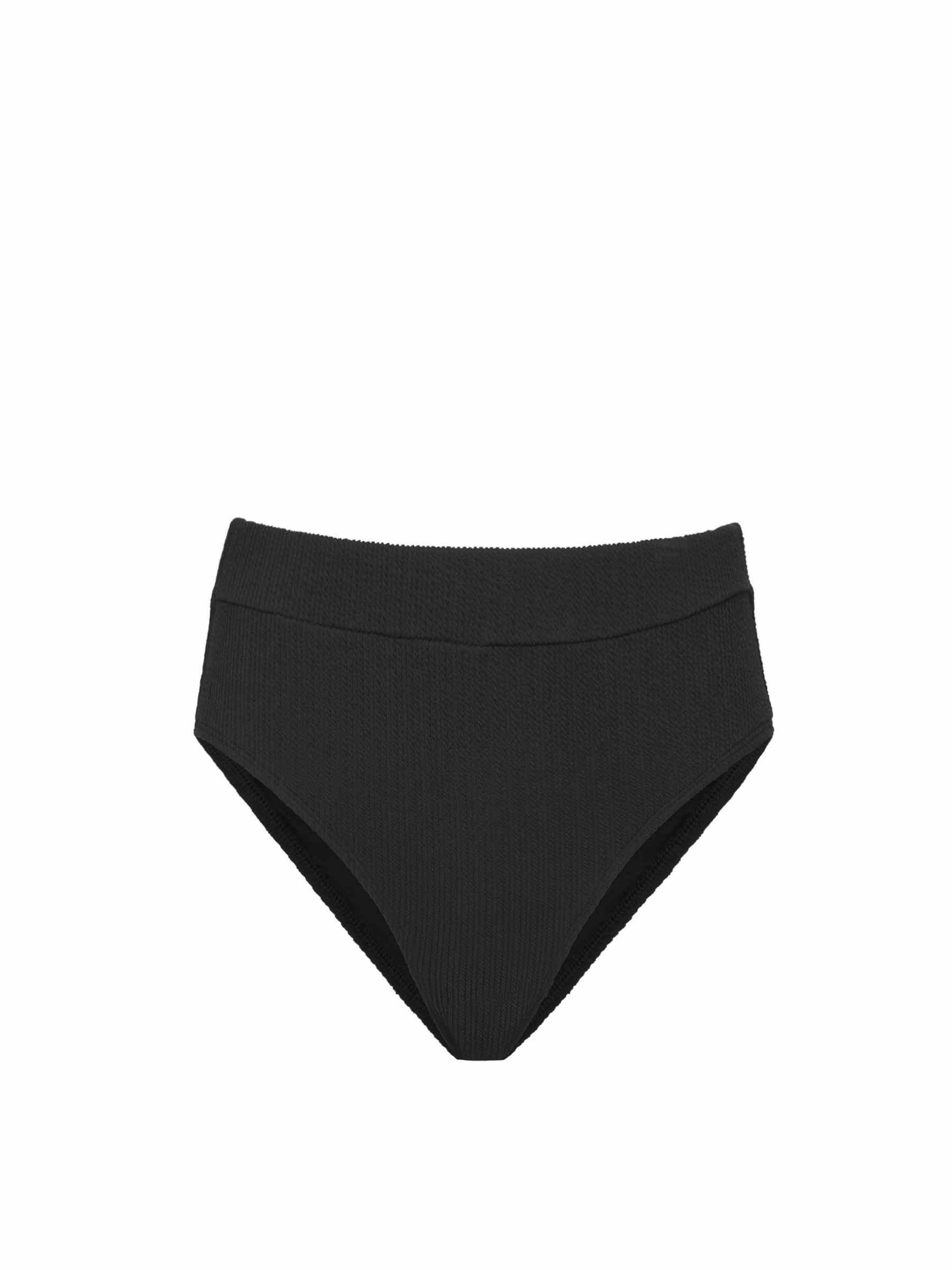 Hi Leg Hi Waist Bottom In Black Texture relaxation Summer Festival