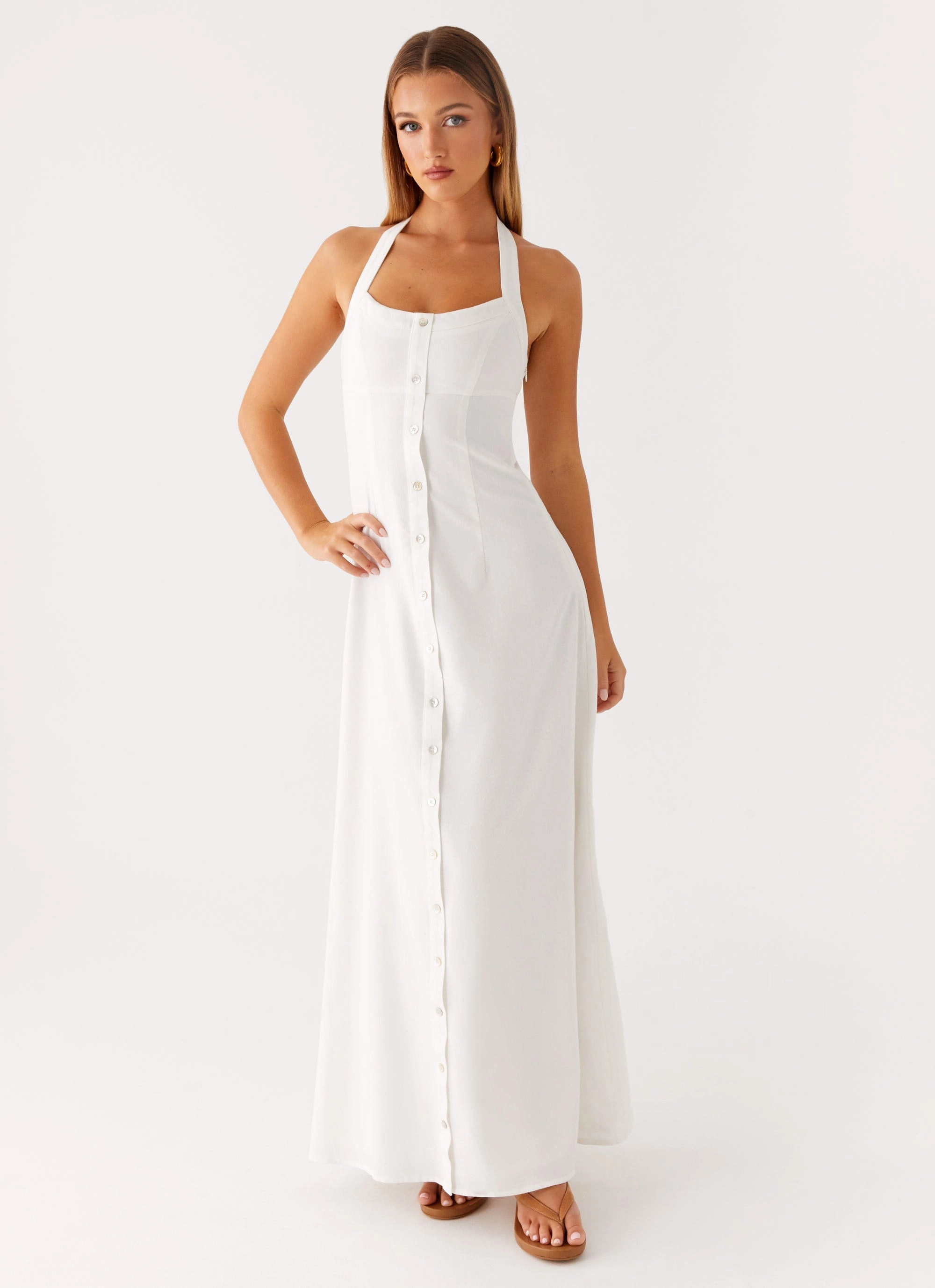 Sleek Texture Jovanni Maxi Dress - White