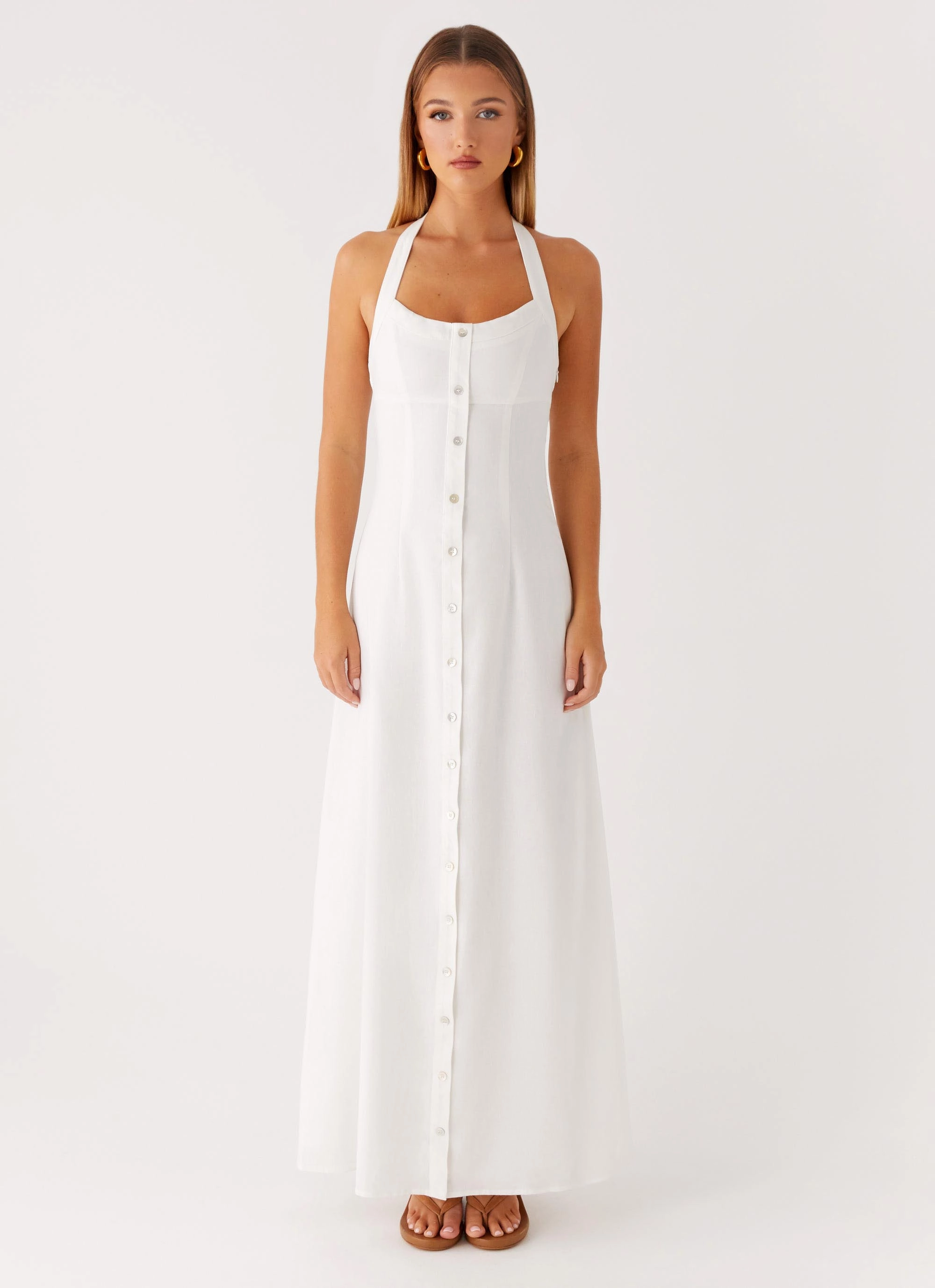 Simple Chic Spring Style Jovanni Maxi Dress - White