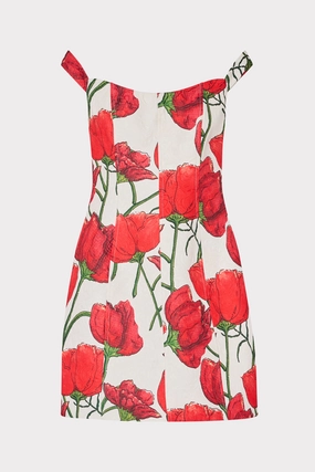 Travel Friendly Smooth Flow Peggy Off The Shoulder Red Peonia Mini Dress