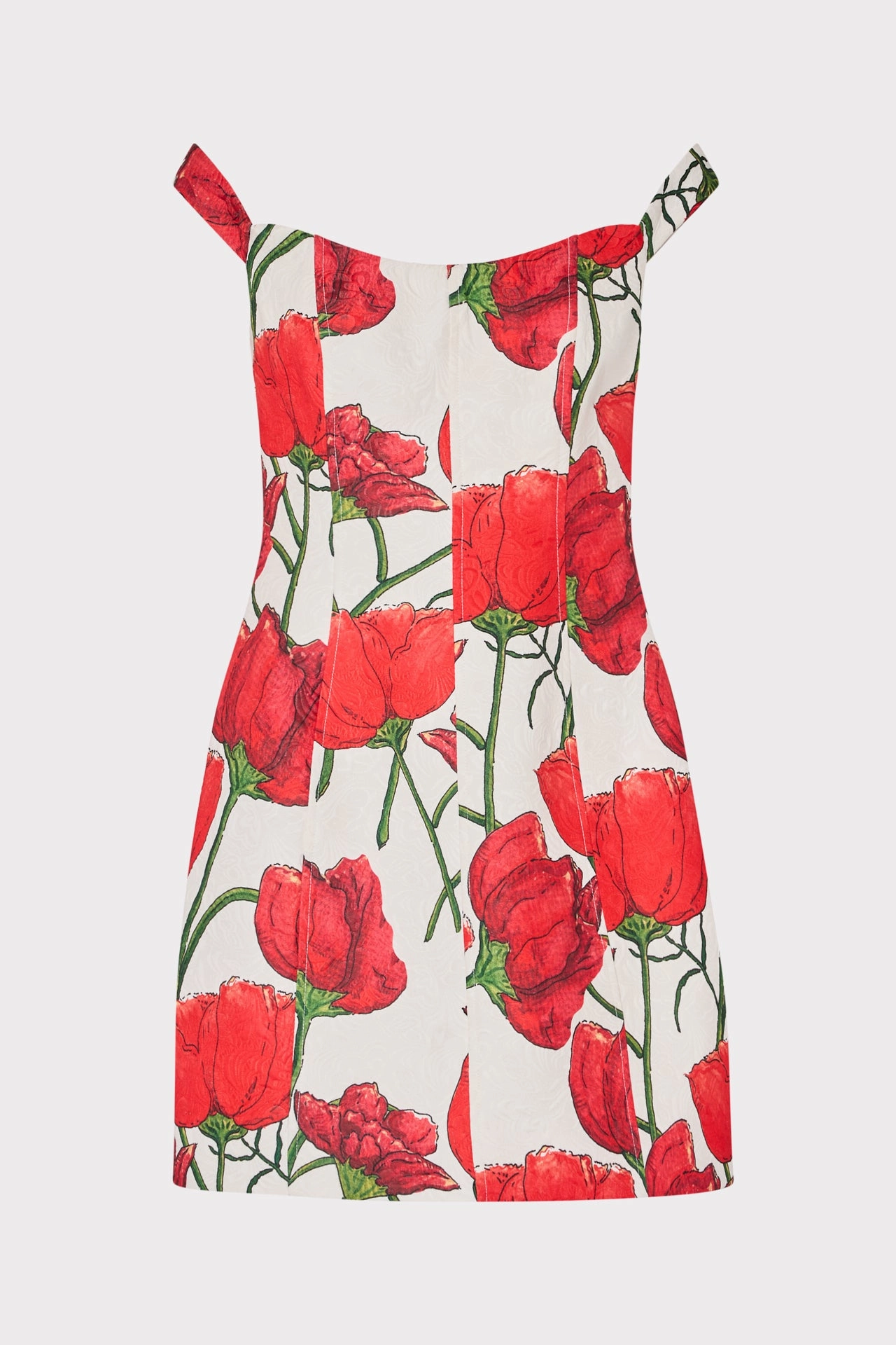Travel Friendly Smooth Flow Peggy Off The Shoulder Red Peonia Mini Dress