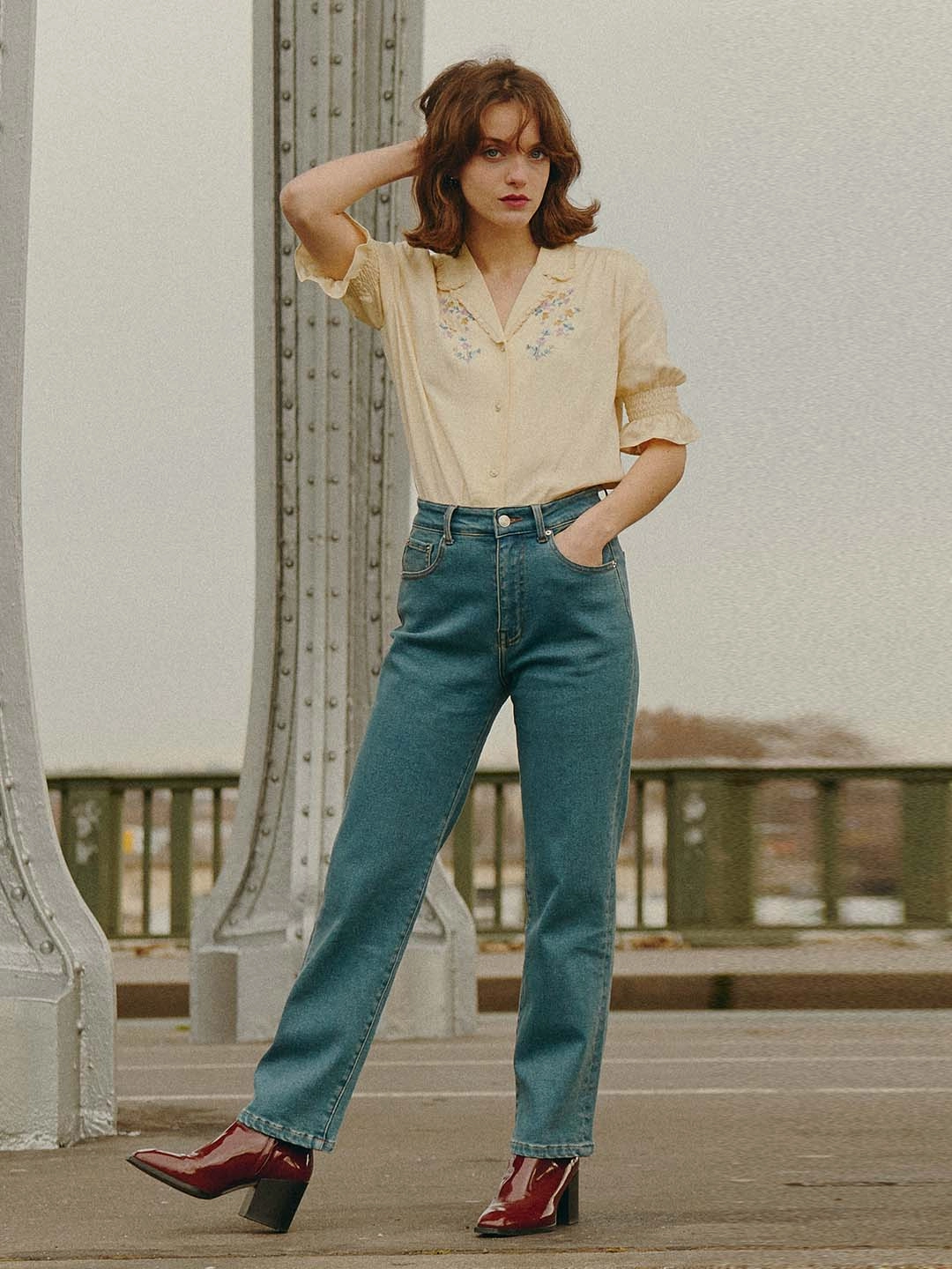 Kira High-Waisted Straight Jeans - Blue All Day Use Sleek Comfort