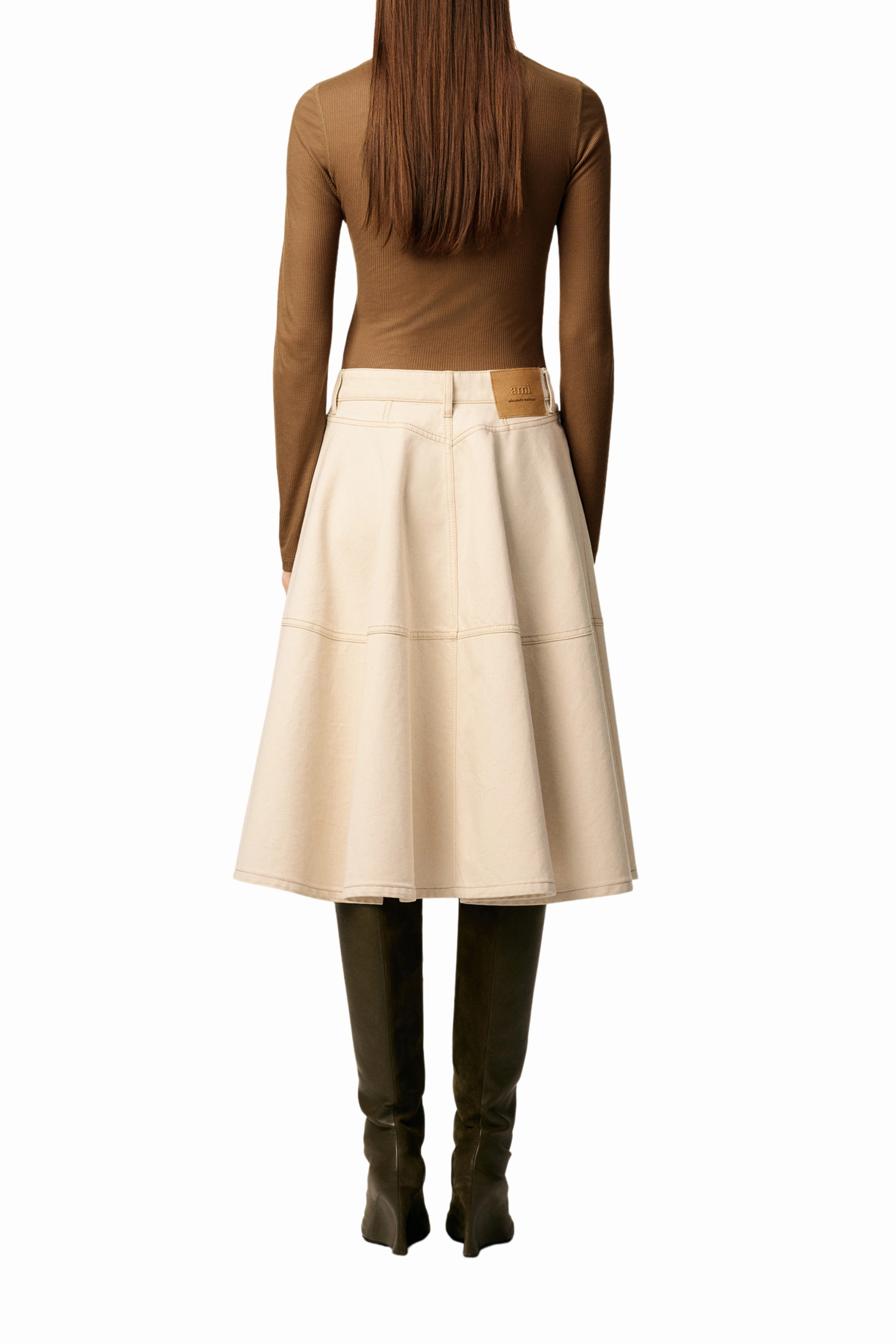 High End Quality Crisp Finish Denim Midi Skirt