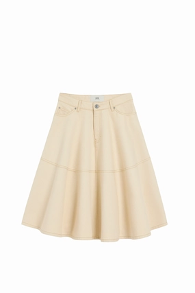 Denim Midi Skirt Simple Look