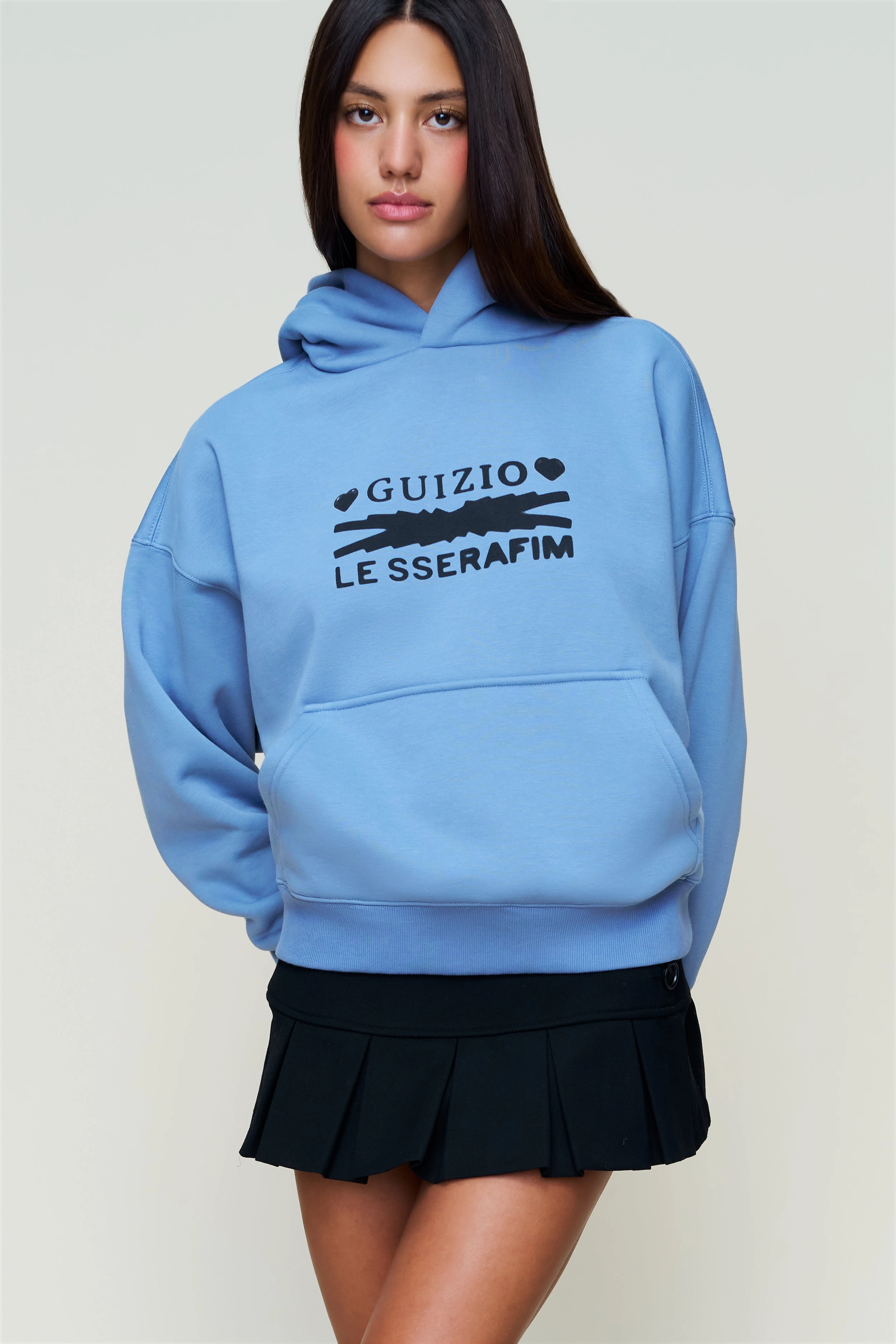 Hearts Pull Over Hoodie Brushed Interior Temperature Regulating Knit