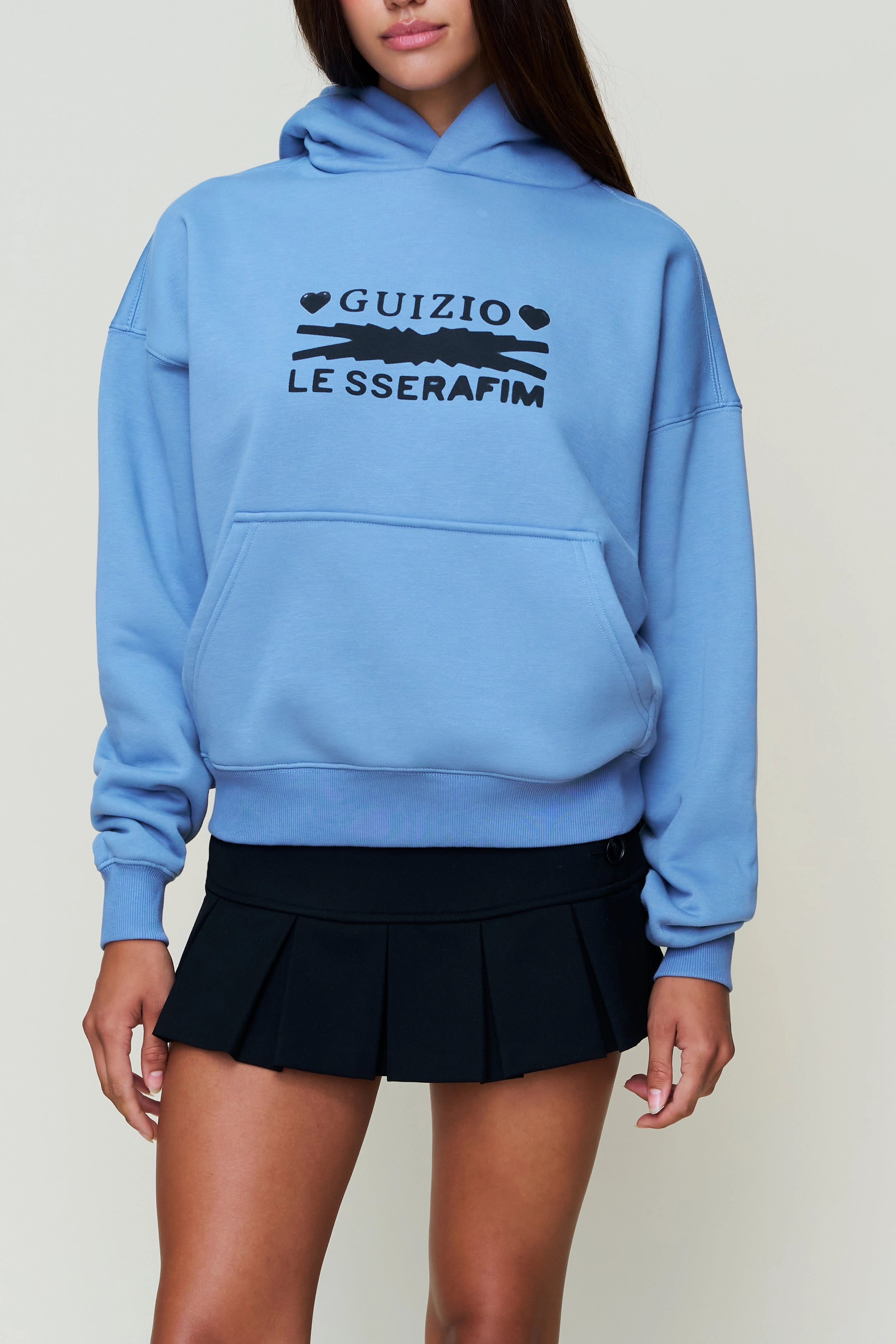Microfiber Textile Hearts Pull Over Hoodie