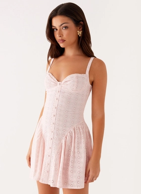 Sugar Plum Mini Dress - Peach Classic Choice Wrap Front
