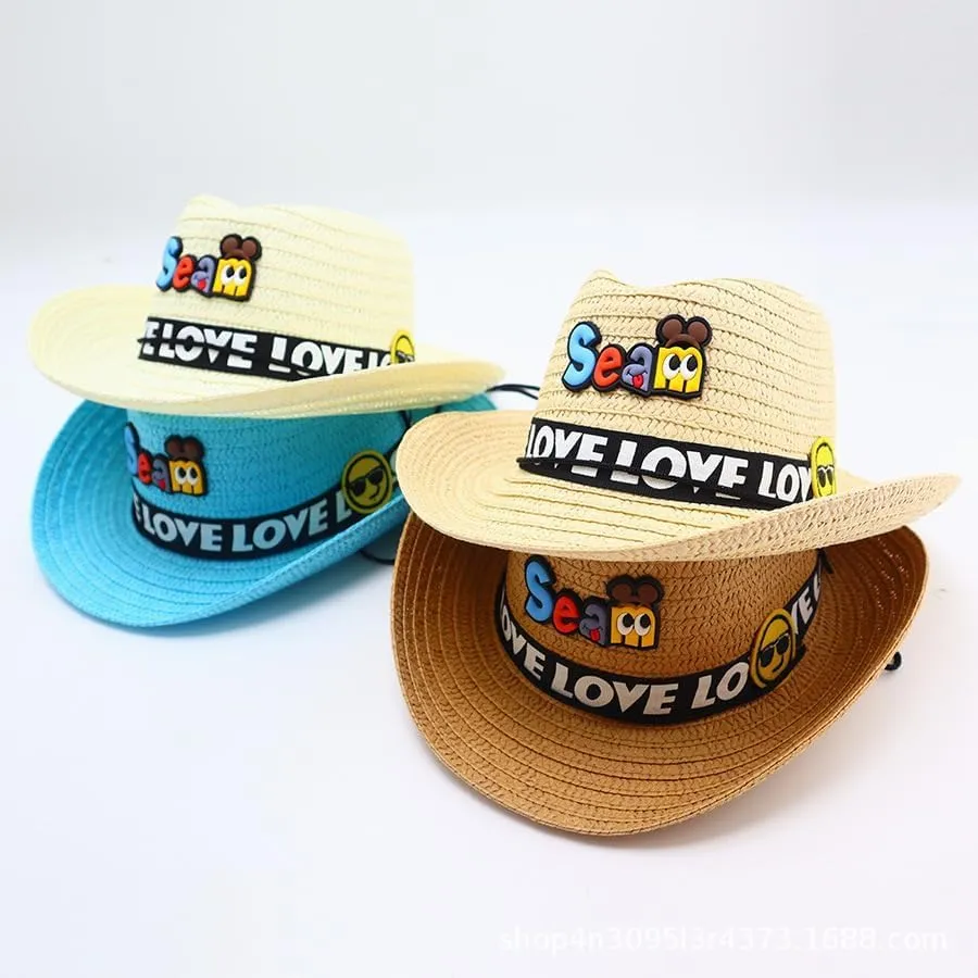 Summer Children's Cartoon Cute Sun Protection Hat for Boys, Baby Outdoor Wide Brim Sun Hat