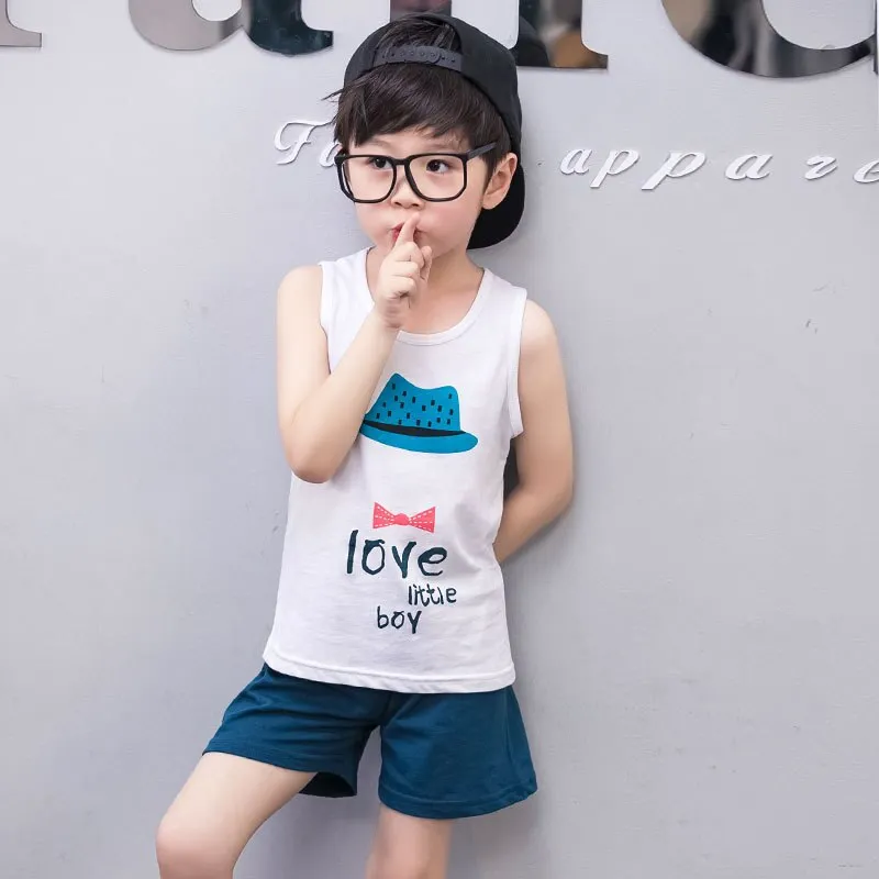 Summer Cute Cartoon 2PCS Kids Baby Boys Girls Floral Vest Top Shorts Pants Set Clothes Children Pajamas Girls Clothing Sets DS9