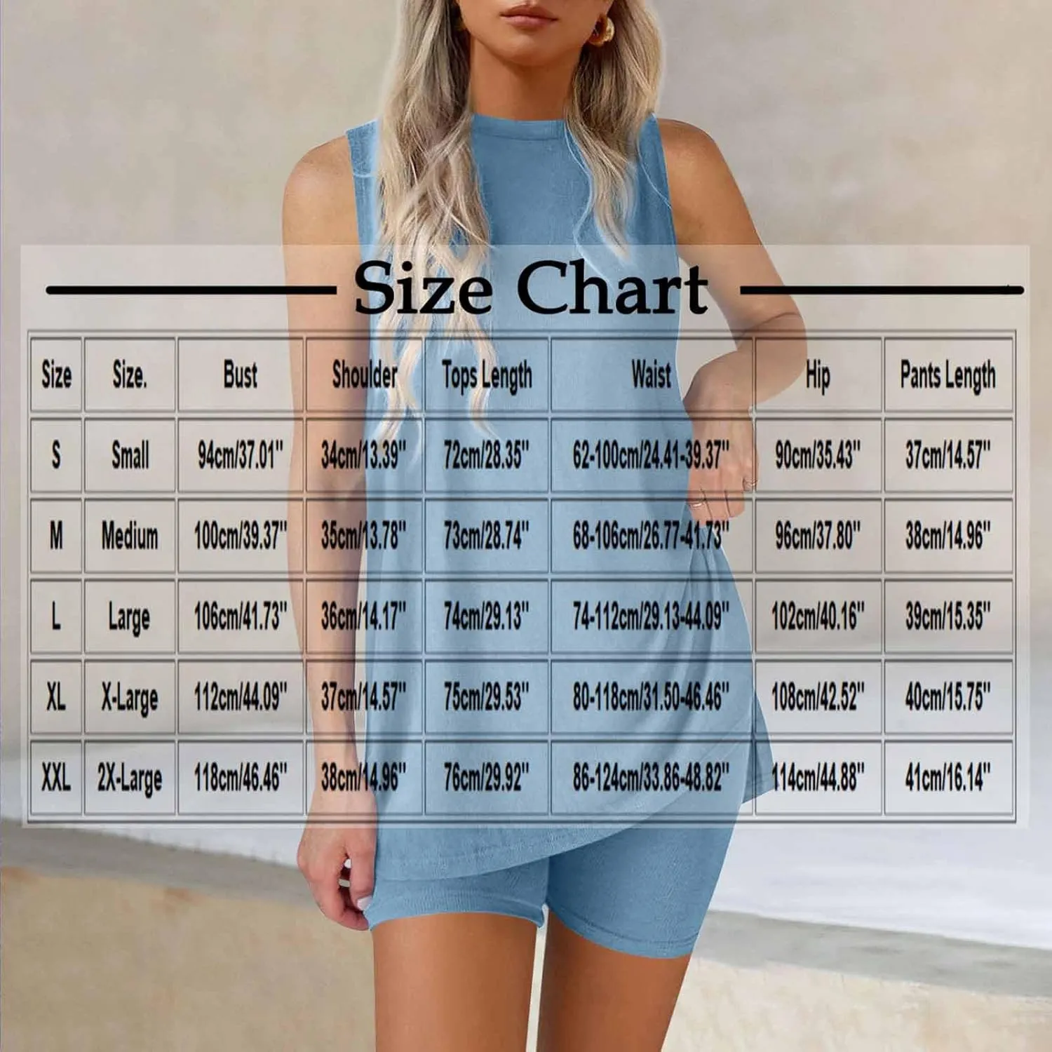 Summer Pajama Sets for Women 2 Piece Outfits Loose Sleeveless Slit Side Tunic Tshirt and Biker Shorts Loungewear Set