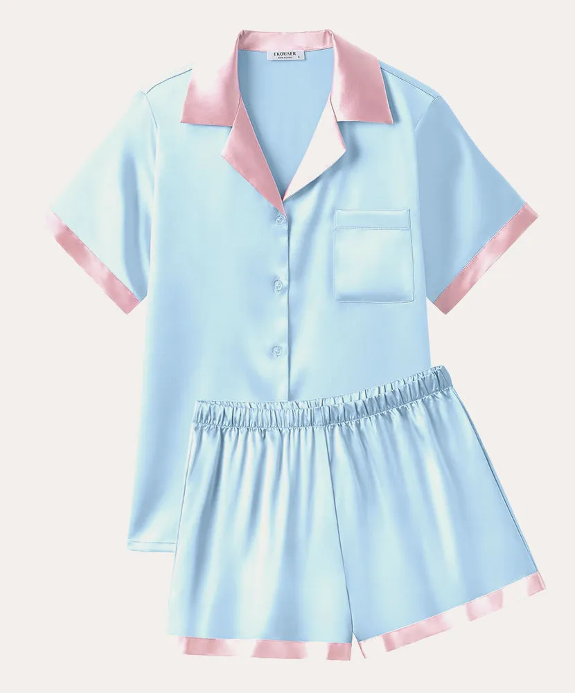 Summer Silk Short Sleeve Pajama Sets (US Only)