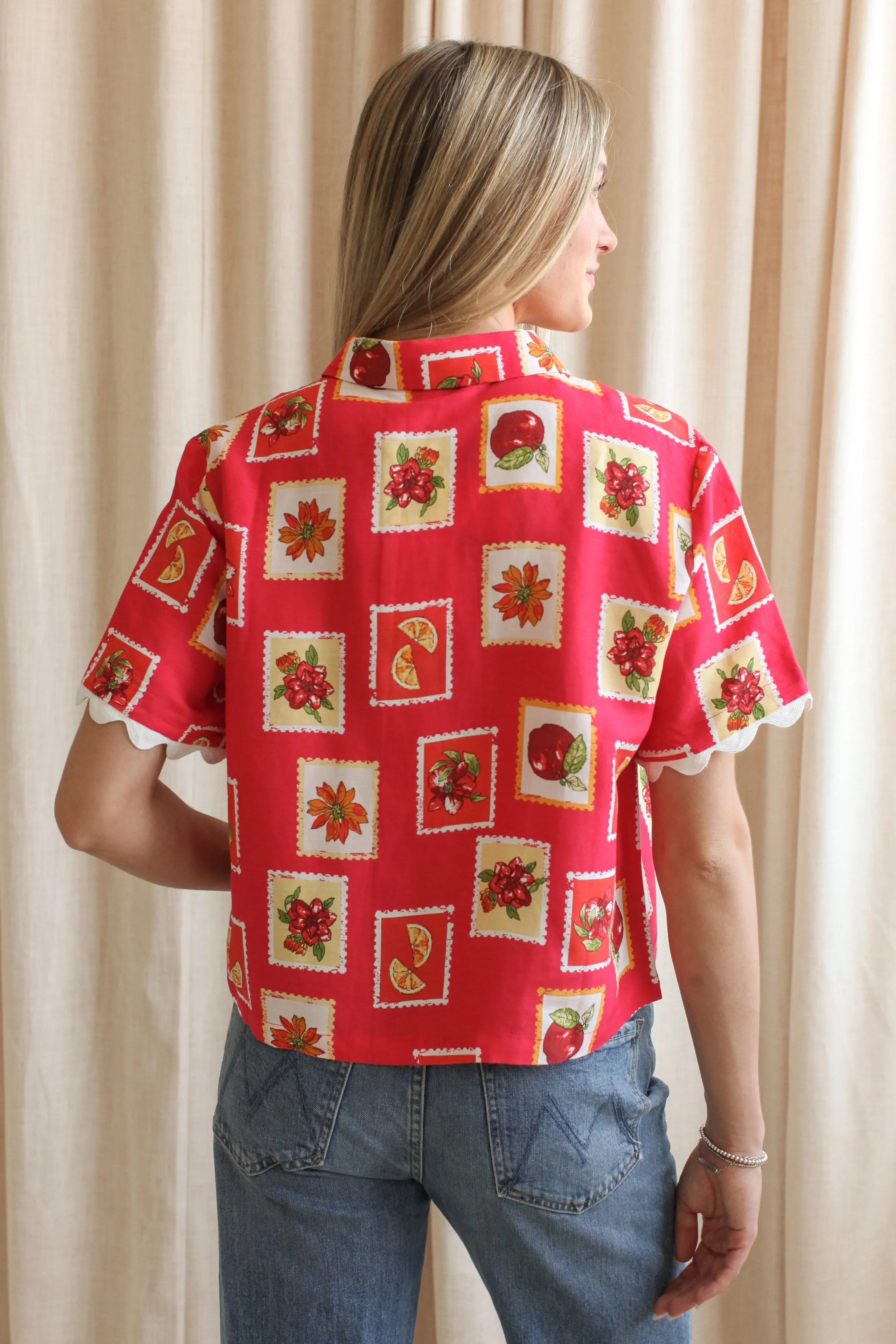 Grid Texture Fabric DurableReinforcement Summer Stamp Linen Top