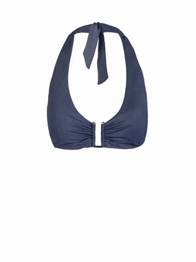 Shana Top In Indigo Twill Eco Friendly Dye Process Convertible Style