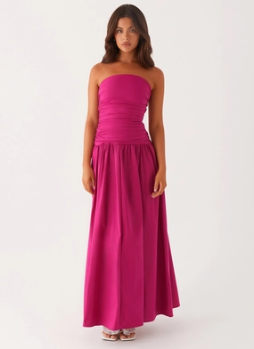 Carmel Maxi Dress - Fuchsia AdjustableStraps Front Detail