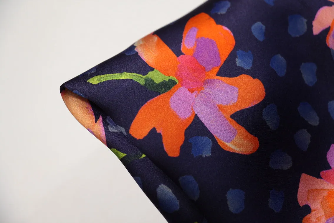Sun Daisy Blue - Liberty Silk Satin