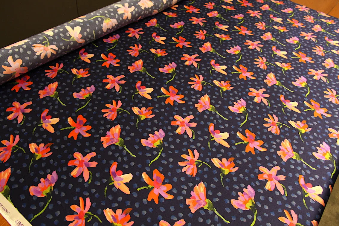 Sun Daisy Blue - Liberty Silk Satin