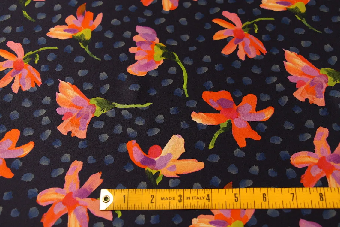 Sun Daisy Blue - Liberty Silk Satin