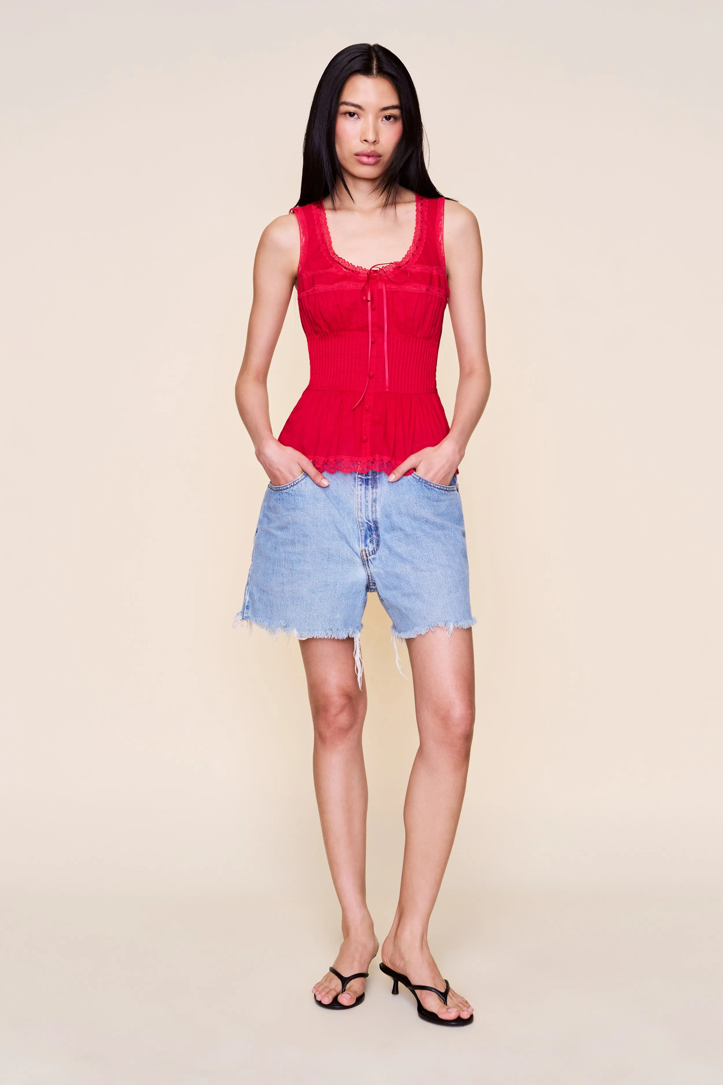 Quick Access Pockets NonFade Dye Lille Pintuck Top