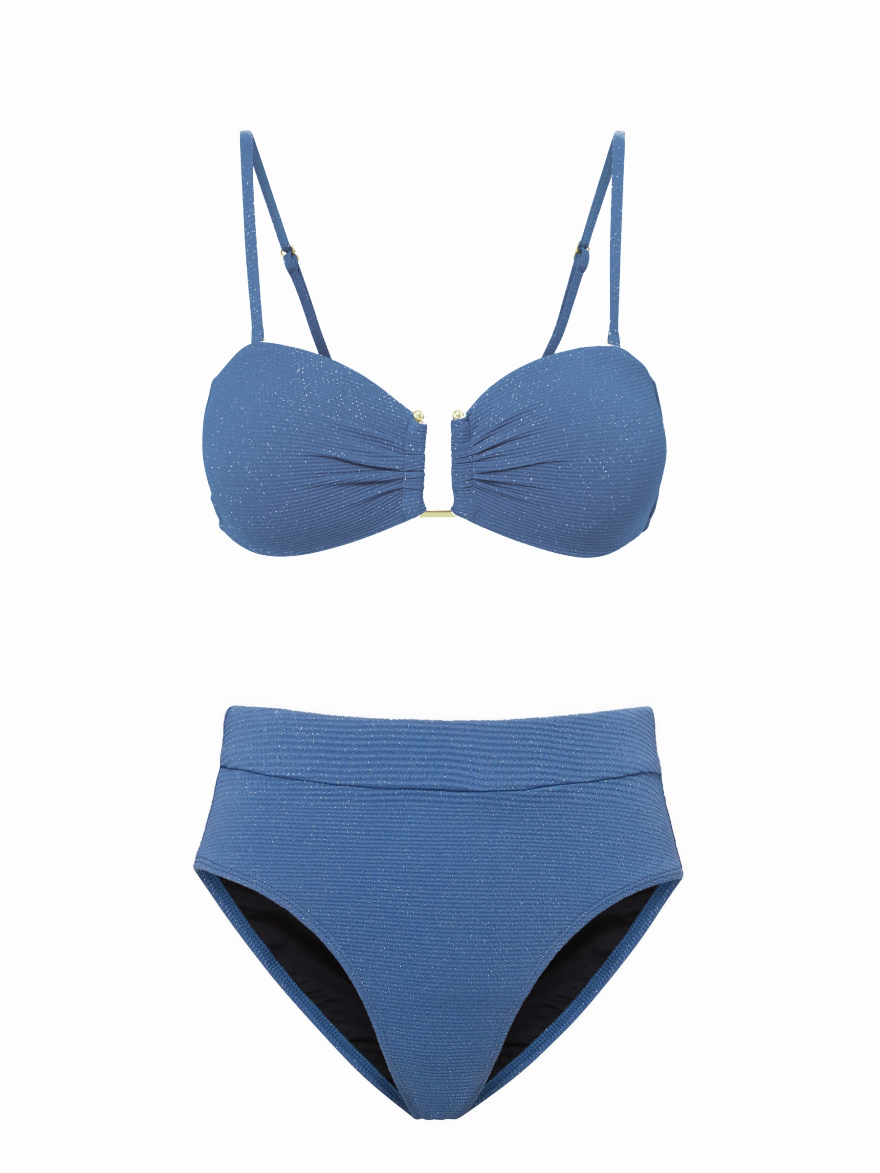 Resort Time Gina Top   Hi Leg Hi Waist Bottom in Steel Blue Metallic