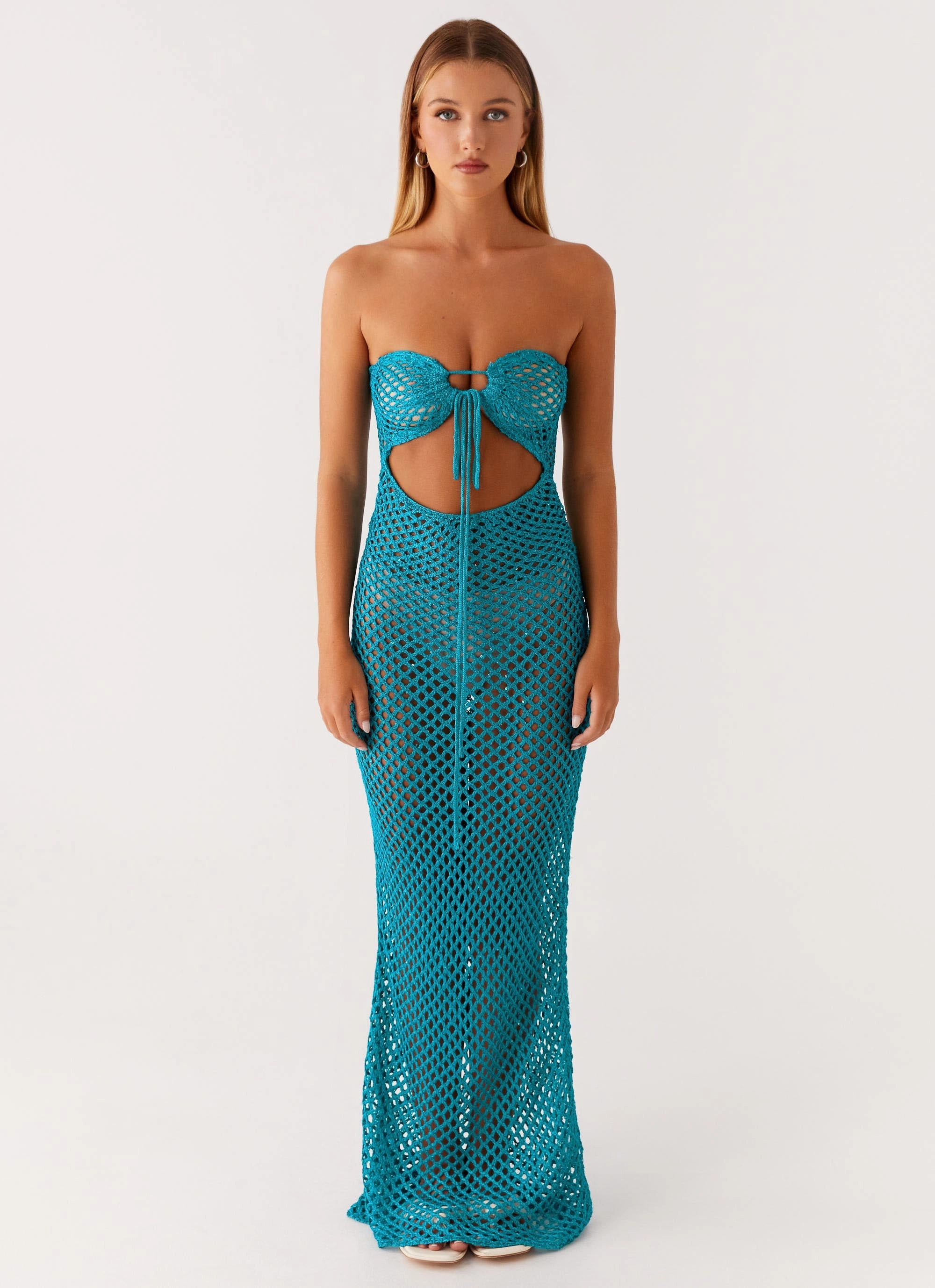 Timeless-Classic Sun Kissed Crochet Maxi Dress - Blue
