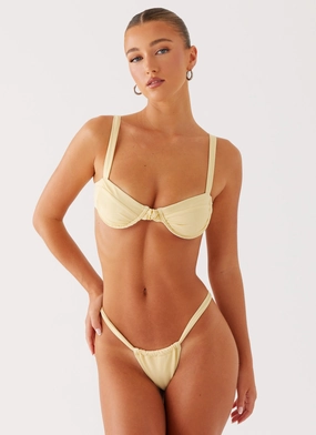 Multi Panel Ergonomic Cut Anti Snag Fabric Gala Underwire Bikini Top - Yellow